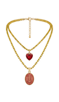 Virgen María + Heart (Red-Gold)