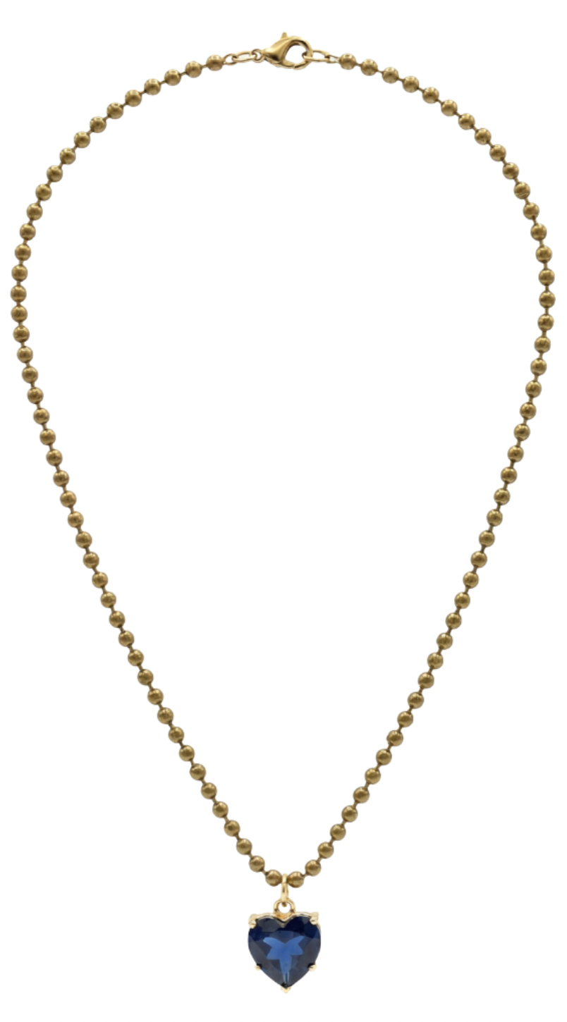 Blue Heart + Gold Chain